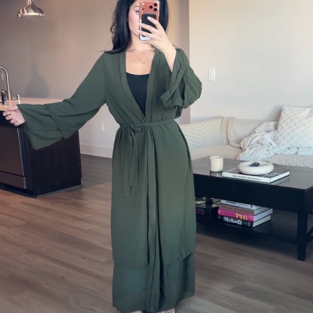 Elegant Green abaya kimono robe